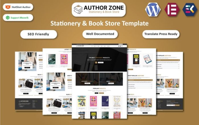 Author Zone - Stationery & Book Store WooCommerce Elementor Template
