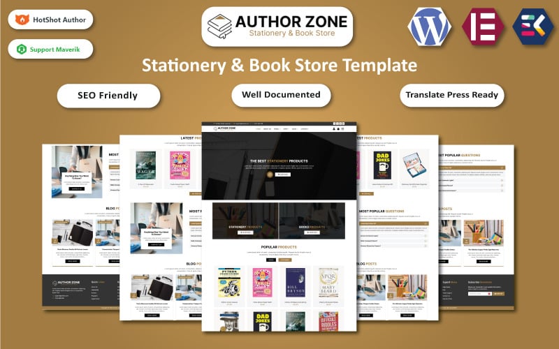 Author Zone - Stationery & Book Store WooCommerce Elementor Template