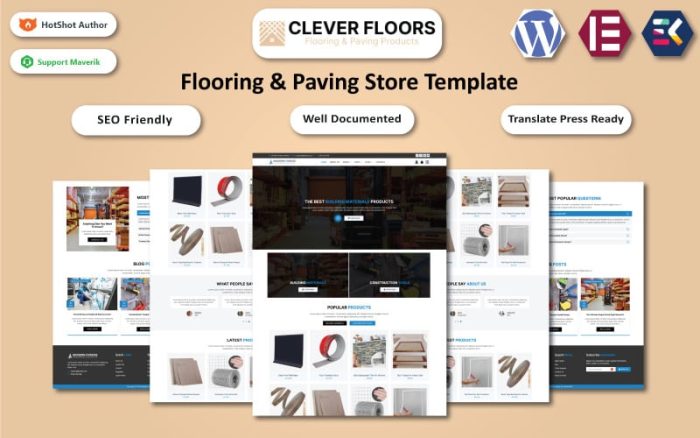 Clever Floors - Flooring & Paving Products Store WooCommerce Elementor Template