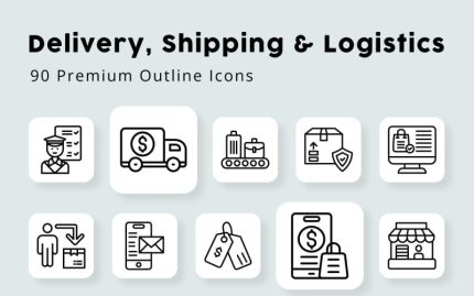Delivery, Shipping & Logistics 90 Premium Outlines Icons