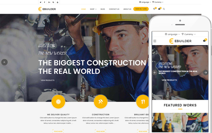 eBuilder - Construction and Builder WooCommerce Theme
