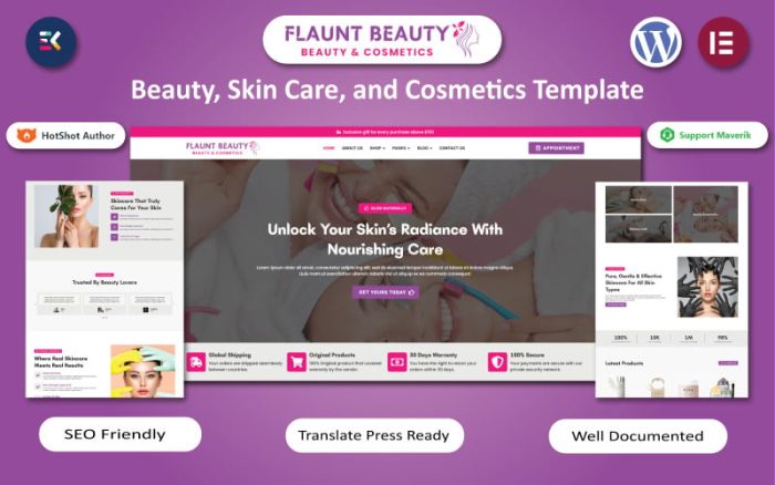Flaunt Beauty - Beauty, Skin Care, and Cosmetics WooCommerce Elementor Template