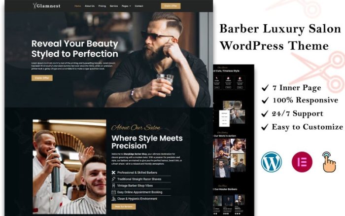 Glamnest - Luxury Salon & Barbershop WordPress Theme