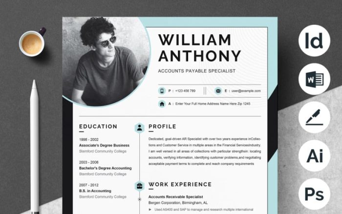 Modern Resume Cv Template Word Apple Pages