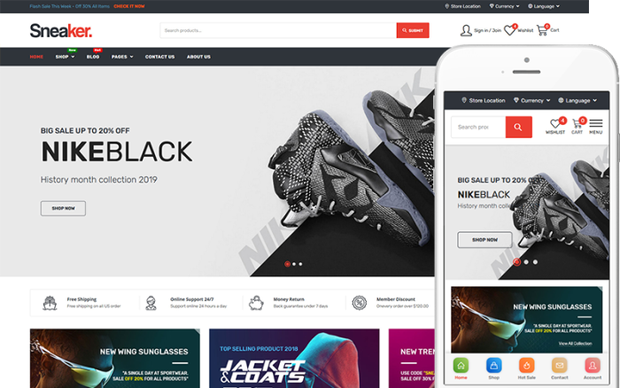 Sneaker - Theme for Shoes, Sneaker Stores WooCommerce Theme