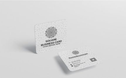 Square Round Corner Business Card Mockup