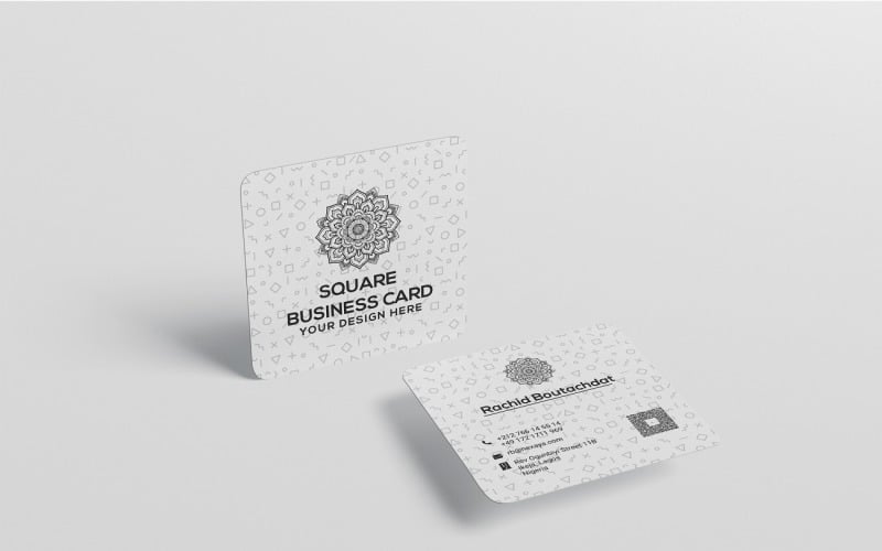 Square Round Corner Business Card Mockup