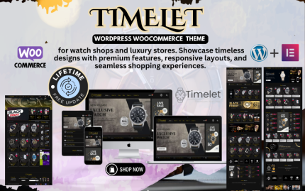 Timelet - Luxury Watches Selling Store WordPress Woocommerce Elementor Template