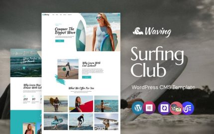Waving - Surfing Board An Adventure WordPress Elementor Theme